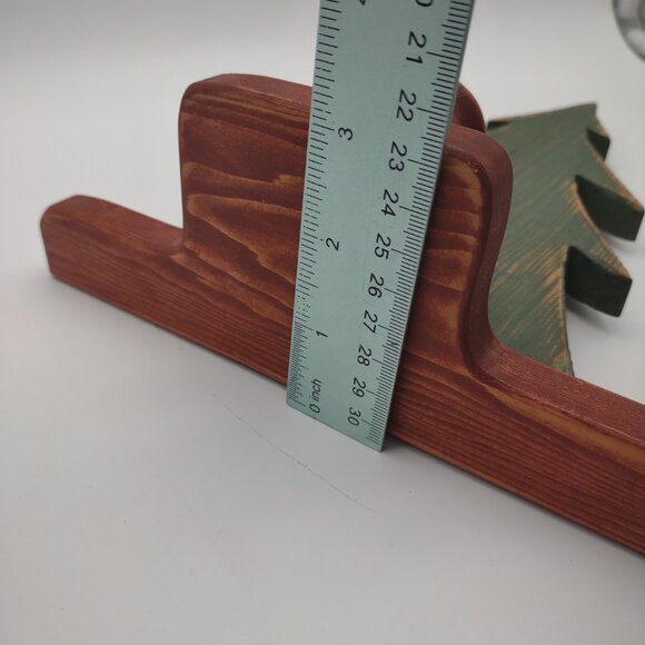 Vintage Primitive Rustic Painted Wood Fir Tree Candlestick Decor, Wall or Table - Picture 15 of 17